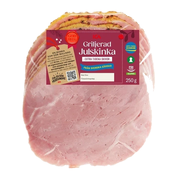 Julskinka Griljerad Skivad Extra Tjocka Skivor Glutenfri 250g ICA