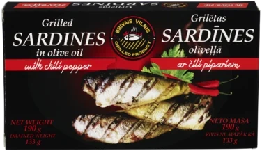 Grillet Sardiner i Oliven Olje med Chilli 190g