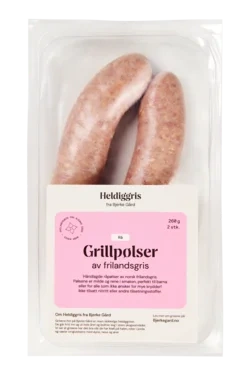 Heldiggris Grillpølser Rå av Frilandsgris 2pk 260g