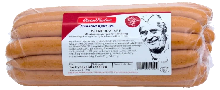 Wienerpølse 1kg Manstad Kjøtt