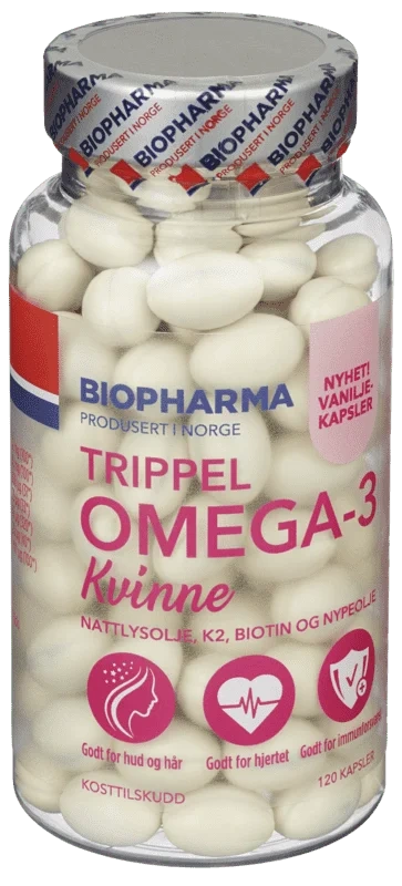 Biopharma Trippel Omega-3 Kvinne 120 kapsler