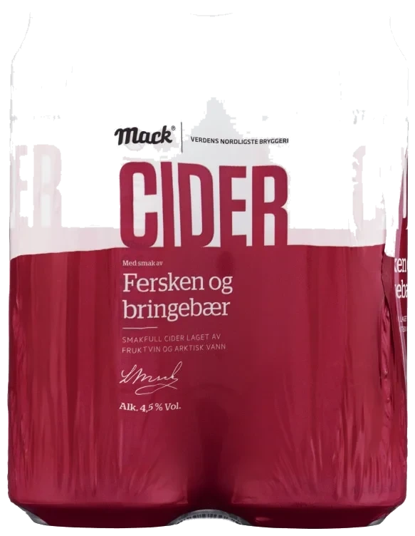 Mack Cider Fersken&Bringebær 0,5lx4 boks