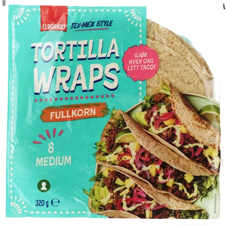 Tortilla Soft Fullkorn 20cm 8stk 320g