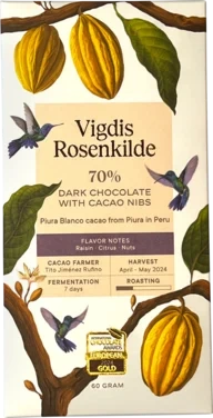 70% Piura with Cacao nibs Dark Chocolate