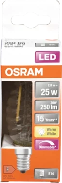 Led Lyspære Cl Bw 25 Klar E14 Dim Osram