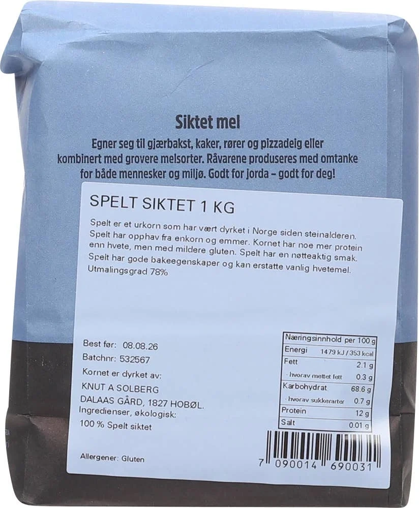 Økologisk speltmel