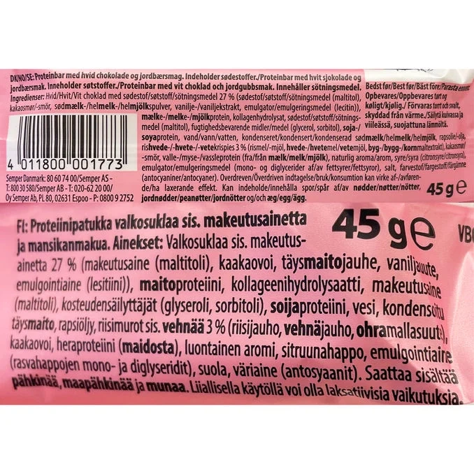 Proteinbar Vit Choklad & Jordgubb 12-pack