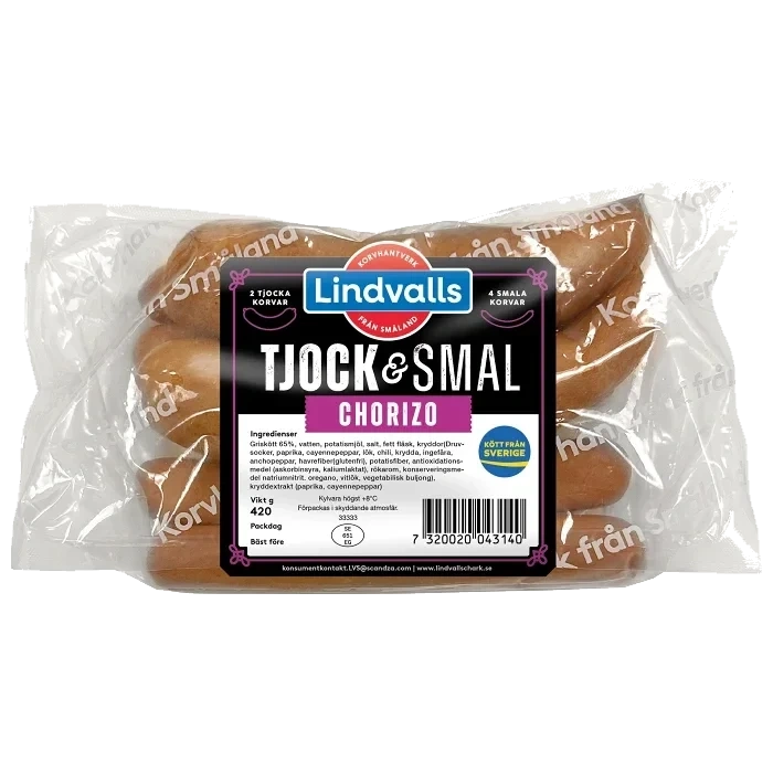 Kryddkorv Chorizo 2 Tjocka & 4 Smala 420g Lindvalls