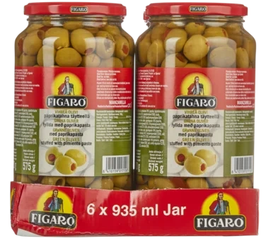 Figaro Grønne Oliven med Paprika 920g