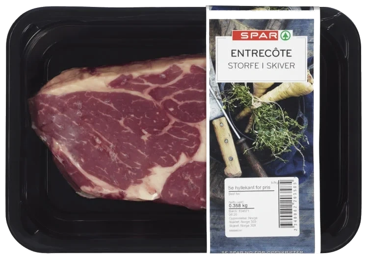 Storfe Entrecote skiver Ca350g Spar