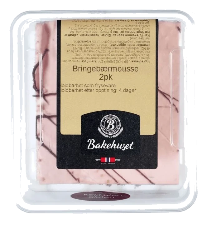 Bringebærmousse m/Mandelbunn 2pk 290g Bakehuset