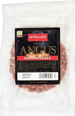 Angusburger med Bacon 165g Frys Mydland