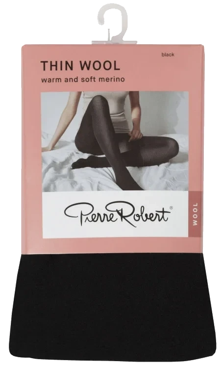 Thin Wool Tights 44-48 Black Pr