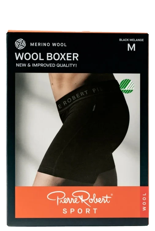 Boxer Wool Sport Black L Pierre-Robert