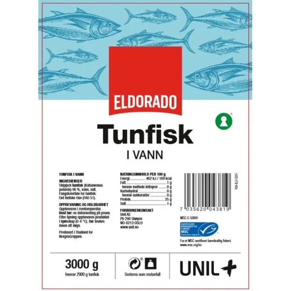 Tunfisk i Vann Msc 3kg Pose Eldorado