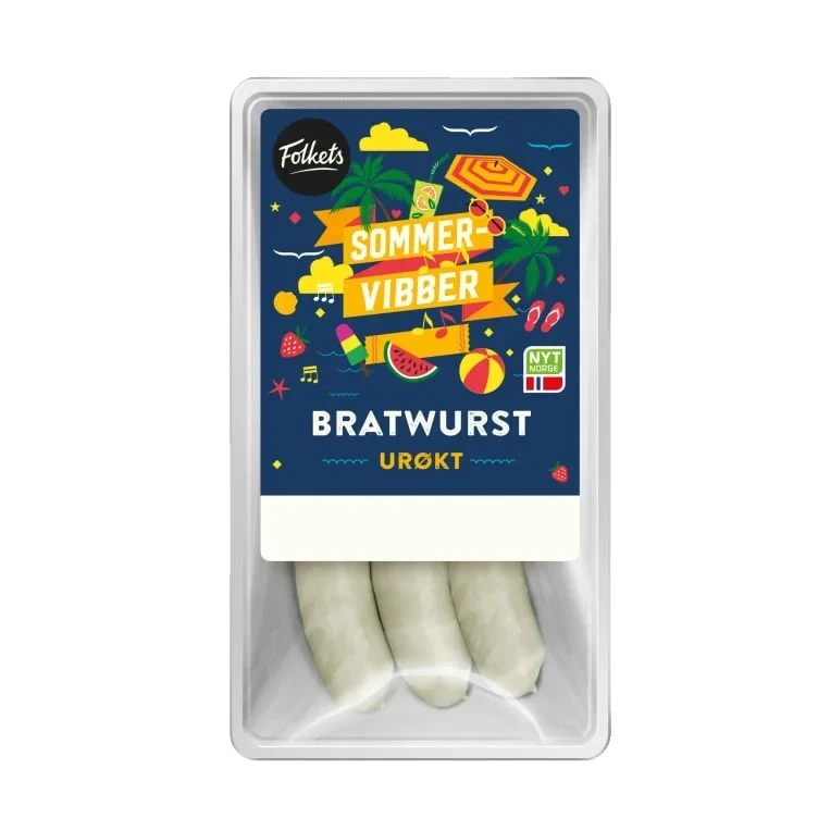Bratwurst Urøkt 80% 270g Folkets Sommervibber