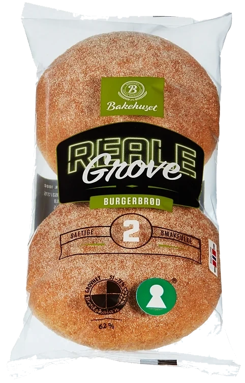 Burgerbrød Grove 2stk 160g Reale