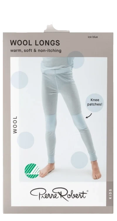 Wool Longs Kids Ice Blue 110-116 Pierre Robert