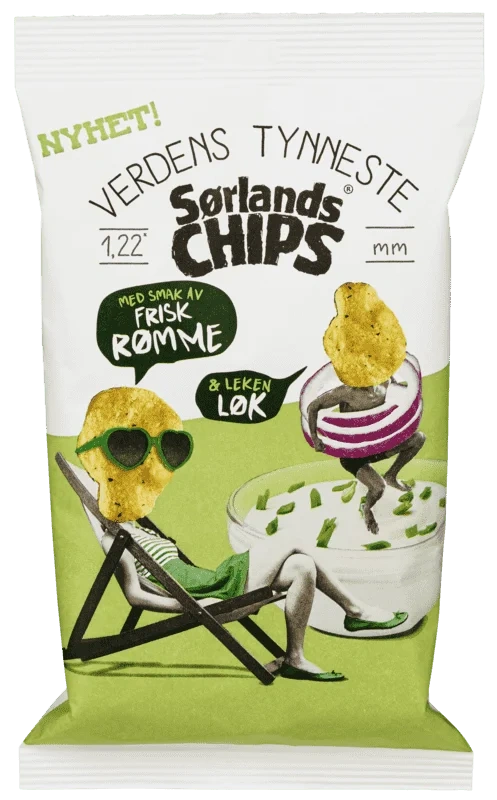 Sørlandschips Verdens Tynneste Rømme & Løk 100g