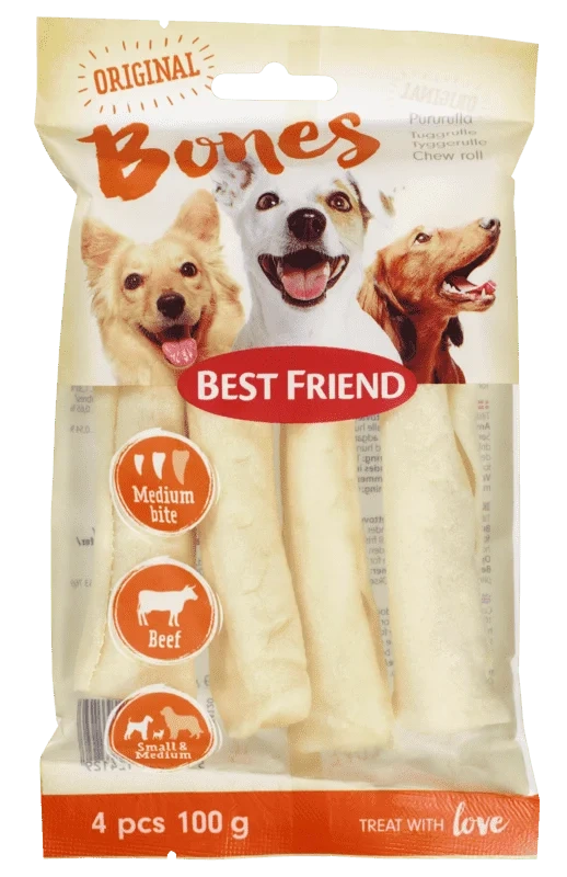 Best Friend Bones Tyggeben Hvit Rull 12cm 4pk