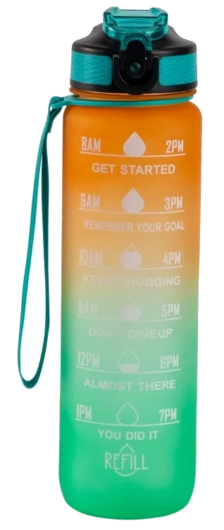 Drikkeflaske Orange And Green 1000ml Hollywood Motivational Bottle