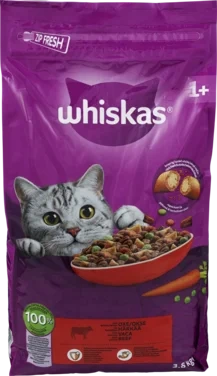 Whiskas Dry 1+ Okse 3x3,8kg