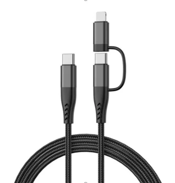 Ladekabel C til C & Lightning 2 Meter Sort