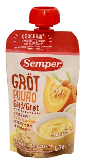 Semper Grøt Gresskar/Gulrot 6 mnd 120g