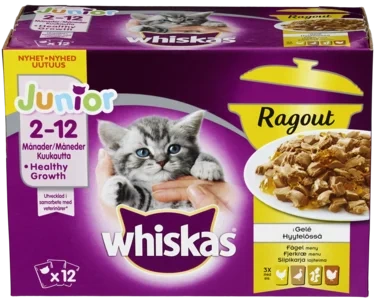 Whiskas Ragout Junior Fjærfe Meny Kattemat 12x85g