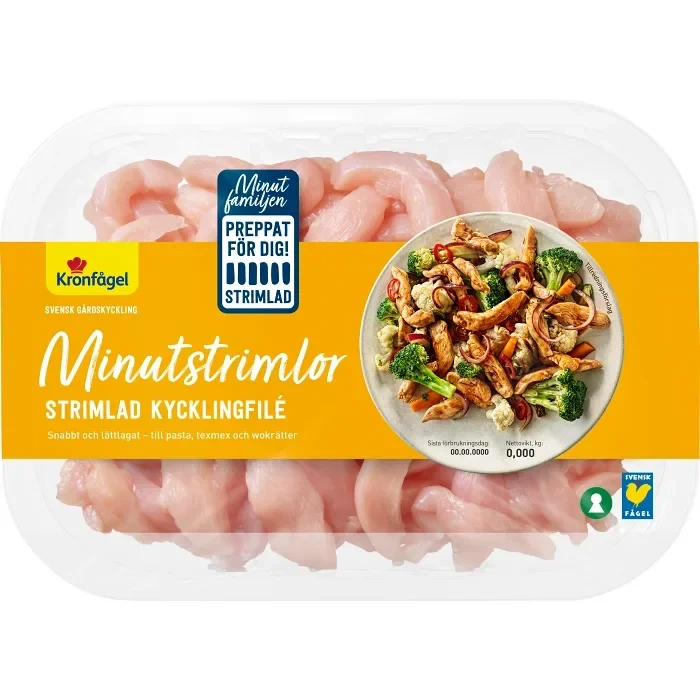 Minutstrimlor strimlad kycklingfilé ca 550g Kronfågel