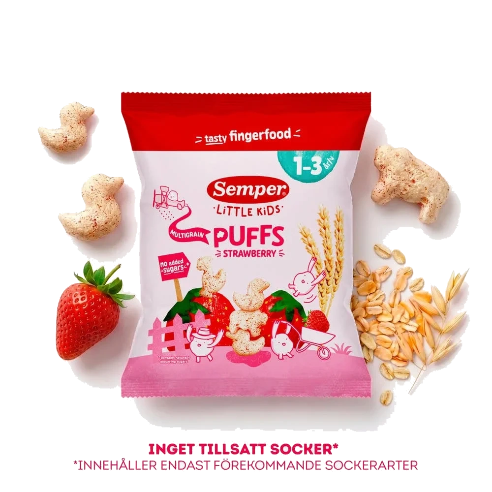 Multigrain Puffs Jordgubb EKO 1-3År