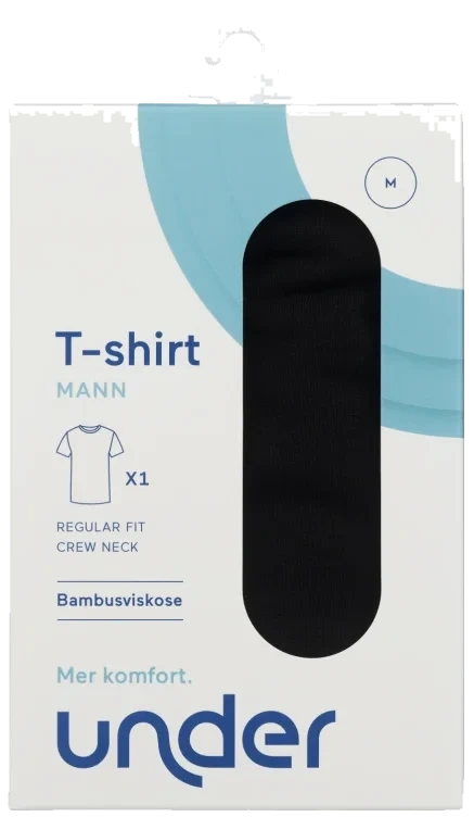 T-Shirt Bambus Sort Mann M Regular Under