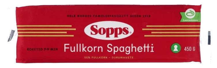 Spaghetti Fullkorn 450g Sopps