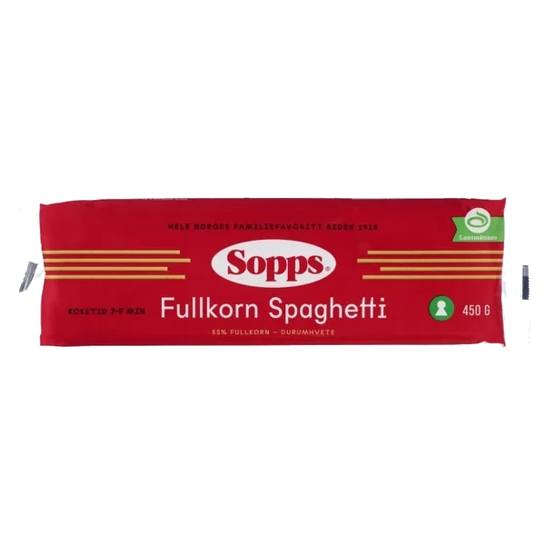 Spaghetti Fullkorn 450g Sopps