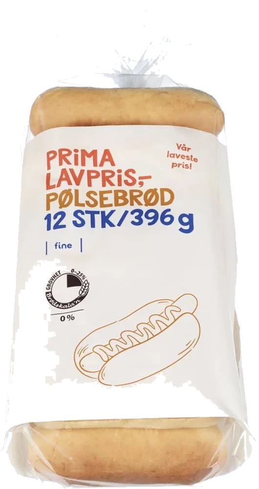 Pølsebrød 12 stk, 396 g