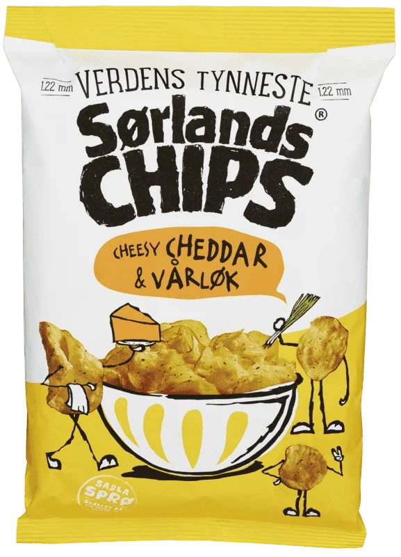 Sørlandschips Verdens Tynneste Cheddar&Vårløk 240g