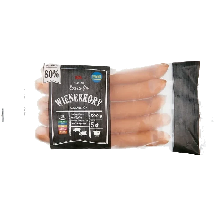 Wienerkorv Ectra fin 80% Kötthalt 300g ICA