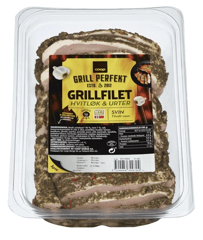 Coop Grill Perfekt Grillfilet Hvitløk og Urter ca 1kg