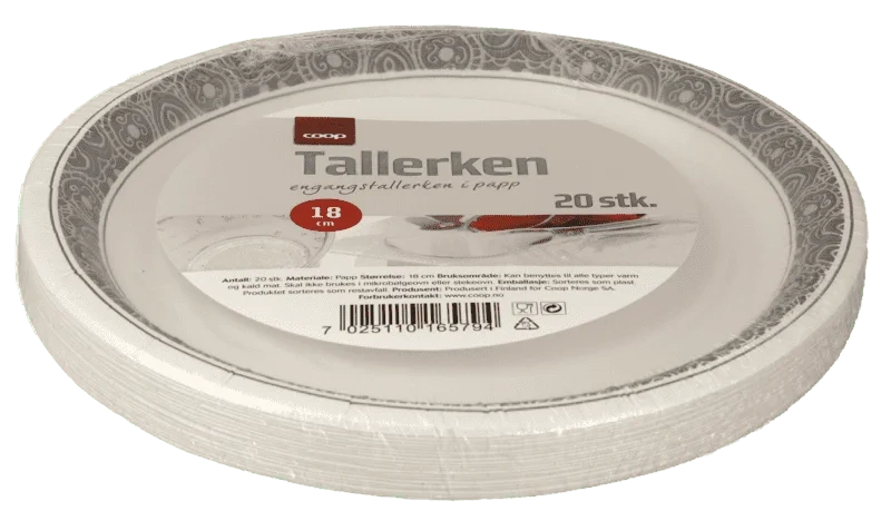 Coop Papptallerken 18cm 20pk Design