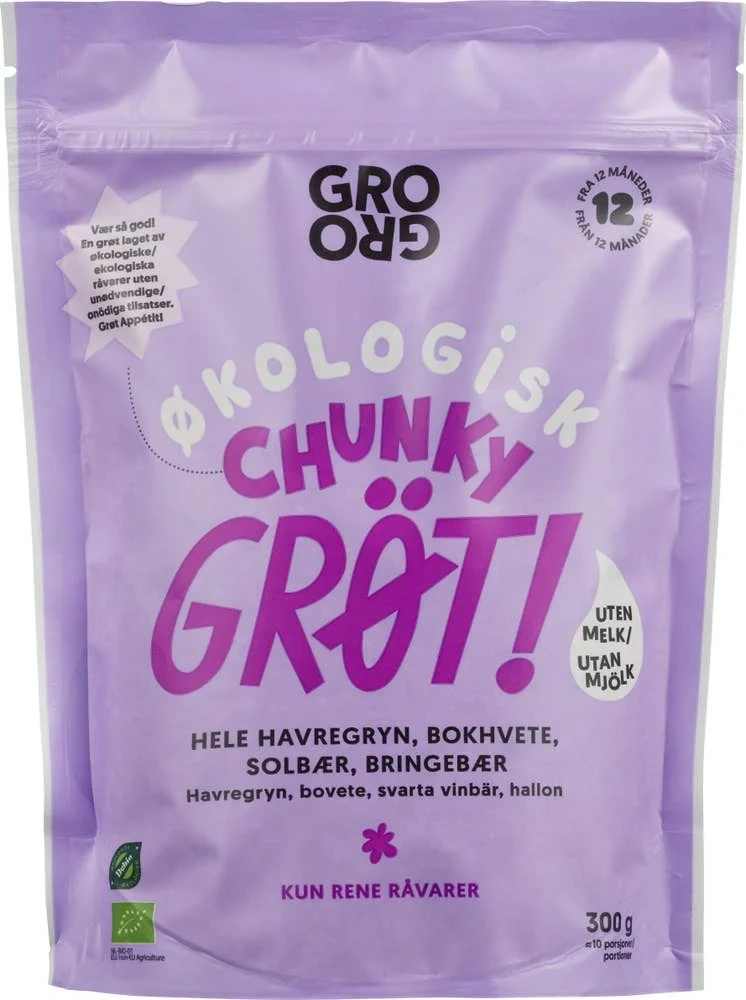 Pulvergrøt Chunky med solbær og bringebær
