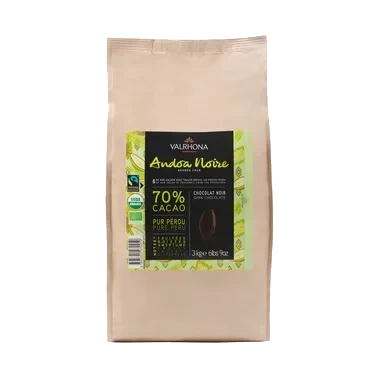 Sjokolade Mørk 70% Andoa Fairtrade og Økologisk 3kg Valrhona