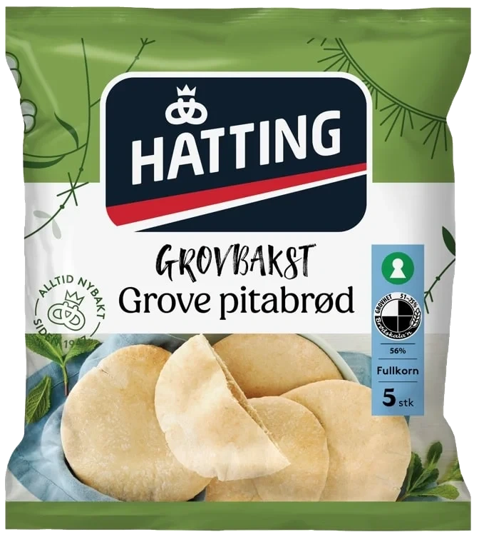Pitabrød Fullkorn 400g 5stk Hatting