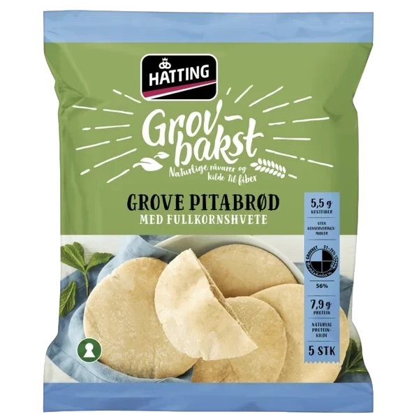 Pitabrød Fullkorn 400g 5stk Hatting