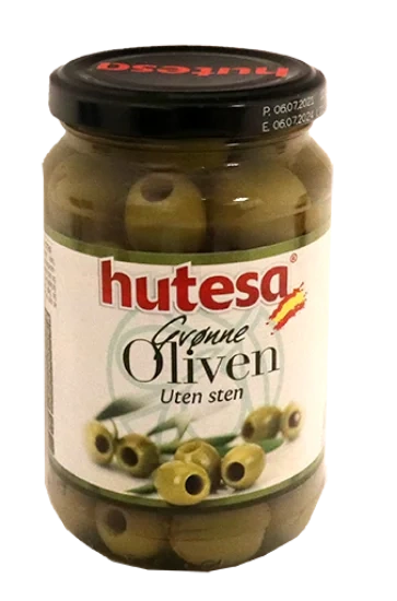 Hutesa Grønne Oliven uten Stein 350g
