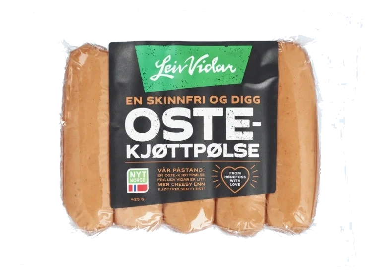 Kjøttpølse Ost Skinnfri 425g Leiv Vidar