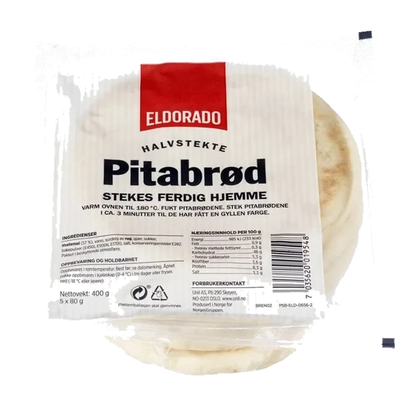 Pitabrød Halvstekte 400g Eldorado