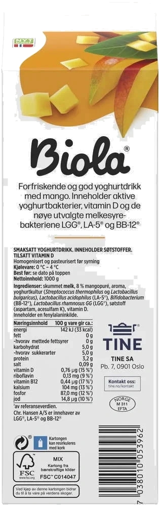 Biola® yoghurtdrikk mango