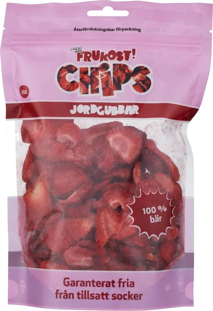 Frystorkade Jordgubbschips