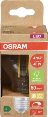 Led Lyspære cl A Ultra Efficient 40 Klar E27 Dimbar