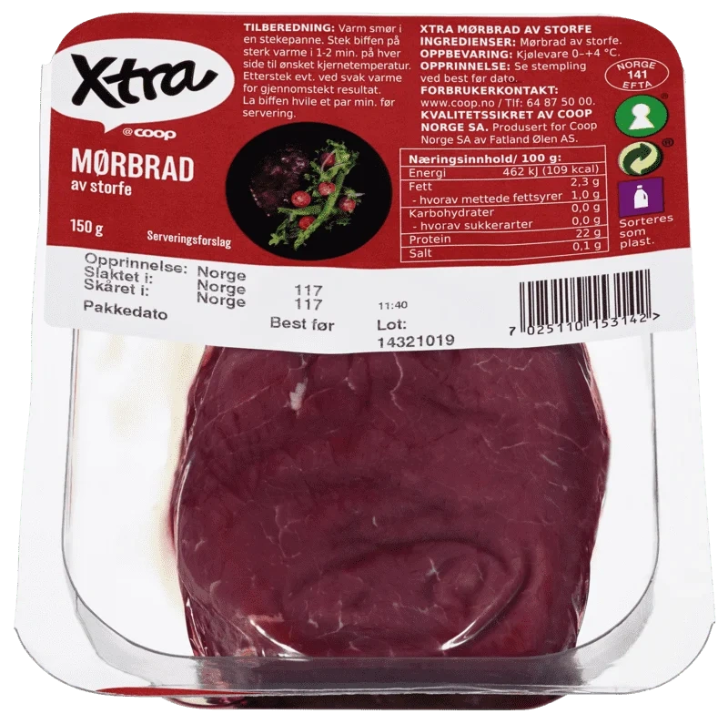 X-tra Skivet Mørbrad Storfe 150g